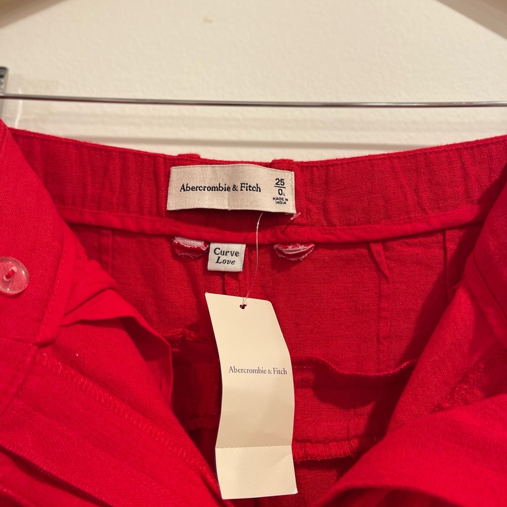 A&F Curve Love Sloane Tailored Wide Leg Linen Blend Pant - Picture 3 of 5